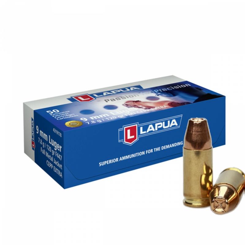 Náboje Lapua 9 mm Luger FMJ CEPP Extra 120 grs, kat A-I, 50 ks